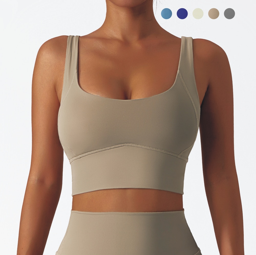 Scoop Neck Wide Band Supportive Yoga Bra