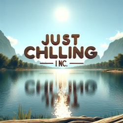 "Just Chilling inc. " logo - lake setting