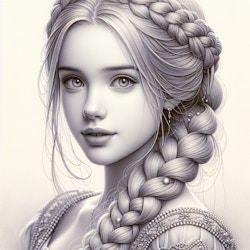 princess. pencil drawing of a beautiful young princess with braided hair, in the style of fantasy art. Style: a highly detailed, 3D rendering style with realistic textures, lighting and shading. hyperrealism. Make it colourful and  attractive  more  reality. Make it attractive 