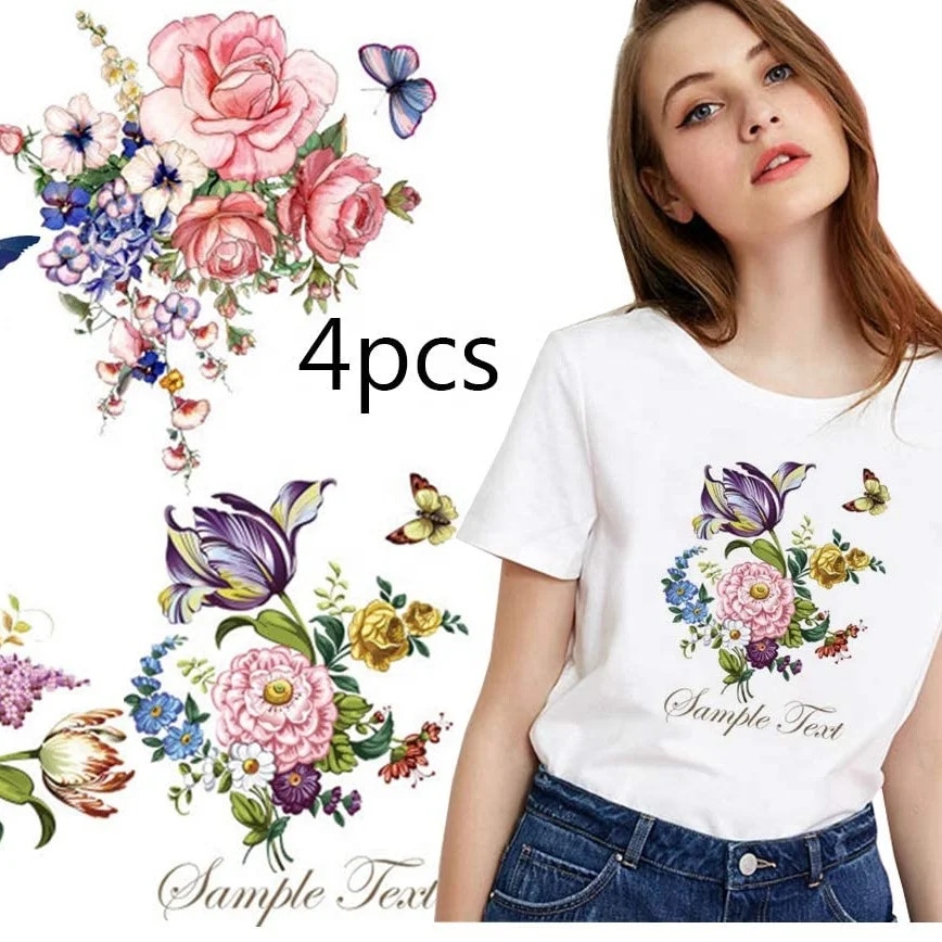 Flower sticker t-shirt, assorted patterns, decorations