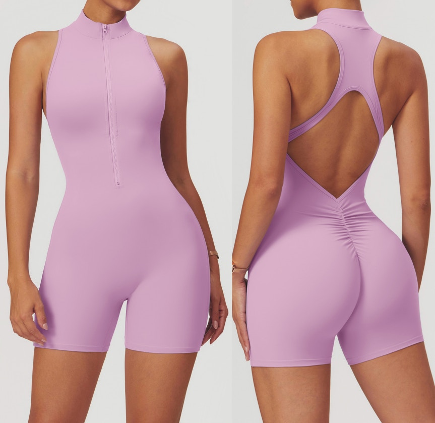 Half Zip Openback Scrunch Bum Bodysuit